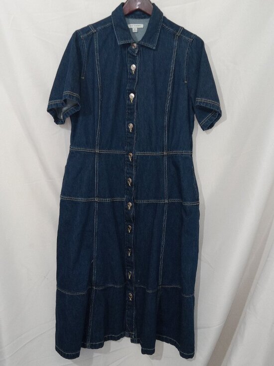 Free Assembly Dresses & Skirts - Free Assembly Women’s Heavy Denim Dark Wash Maxi Button Up Dress Sz XL